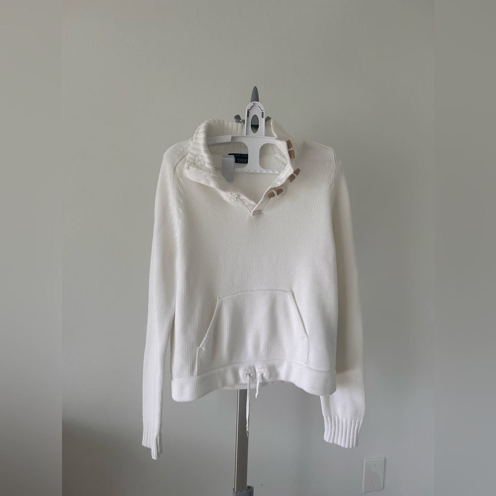 Ralph Lauren White Sweater with Button Detail
